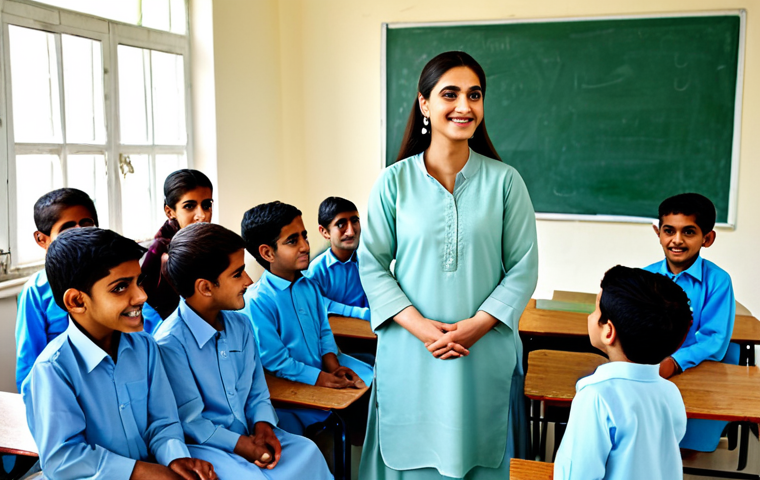 **
"A professional Urdu-speaking teacher in a modest shalwar kameez, standing in a bright and welcoming classroom filled with children, fully clothed, appropriate attire, safe for work, perfect anatomy, natural proportions, professional photography, high quality, family-friendly, learning environment."
**