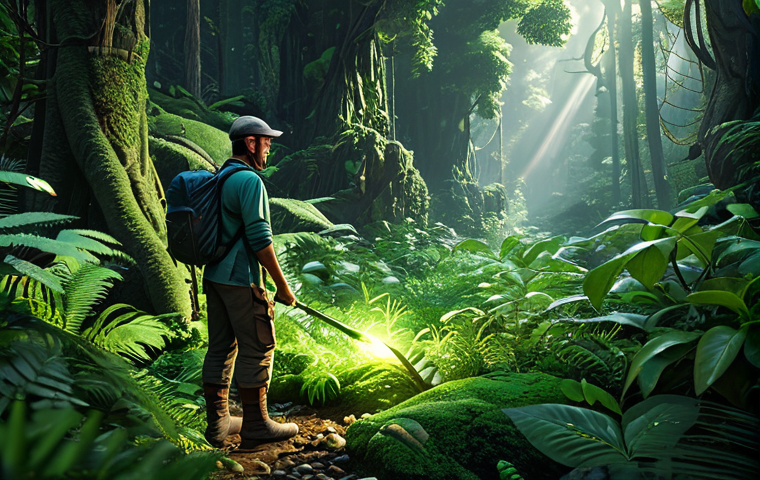 리니지 장비 제작 공략 - Resource Gathering**
"A fully clothed adventurer in modest attire exploring a lush forest in the Li...