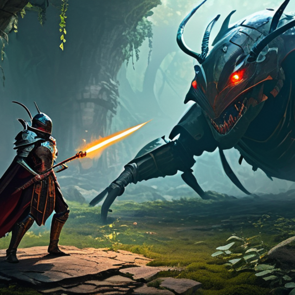 리니지 고난도 보스 공략 - **Ant Queen's Lair Battle:**
A panoramic view of a massive, ancient Ant Queen, with dark, gliste...