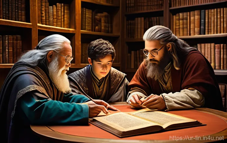 리니지 커뮤니티 게임 플레이 토론 - **Prompt: "An epic and dynamic scene depicting a diverse group of 5-7 fantasy adventurers bravely co...