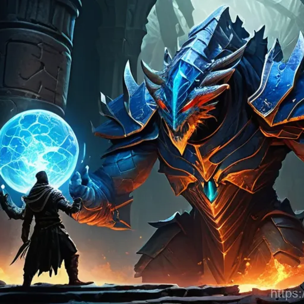 리니지 희귀 보스 공략법 - **Prompt:** A determined fantasy hero, fully clad in practical, rugged adventuring gear including st...