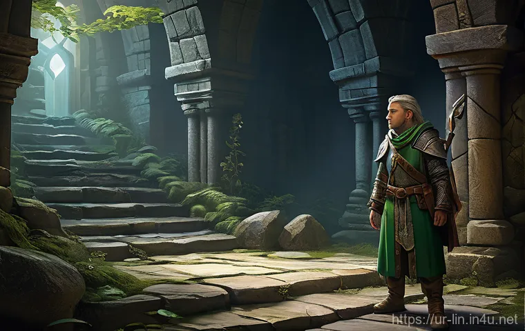 리니지 신규 플레이어 지원 정책 - **Prompt:** A young, determined female fantasy adventurer in a vibrant, enchanted forest. She wears ...