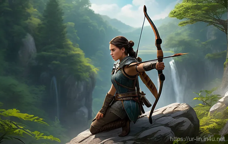 리니지 필수 아이템 목록 - "A graceful female mage stands confidently, holding an elegantly glowing staff that emanates soft, a...