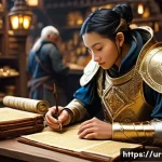 리니지 상위 0 1 유저 전략 - **Prompt:** A focused and astute adventurer, fully clad in practical, ornate fantasy armor, meticulo...