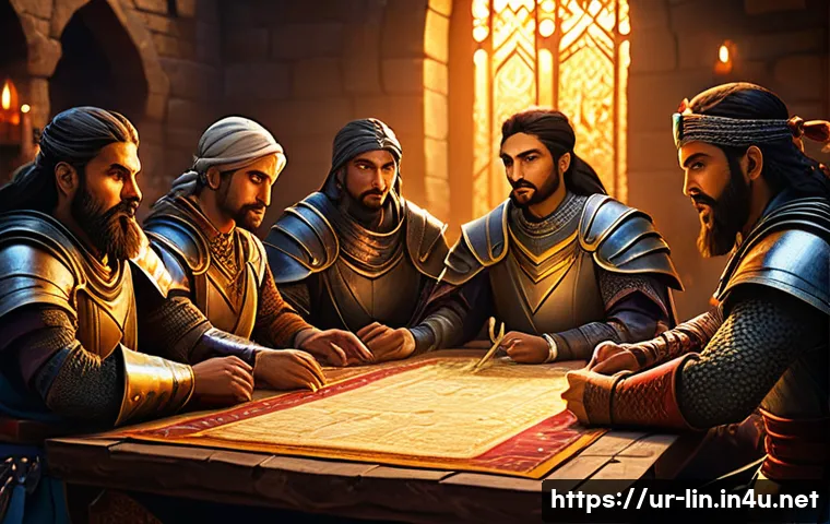 리니지 신입 혈맹원 모집 - A vibrant and dynamic fantasy gaming clan scene set in a lush medieval fortress during a castle sieg...