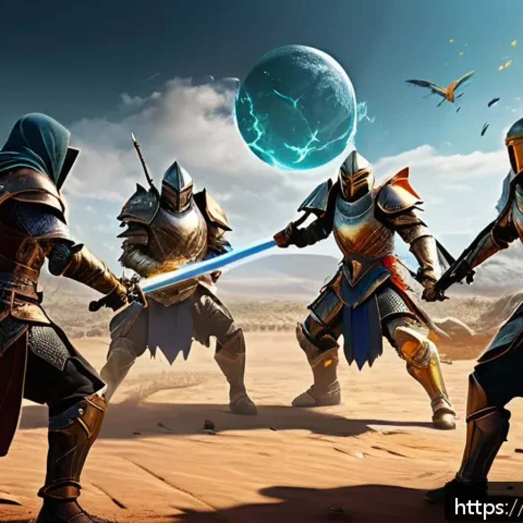 리니지 초보자 혈맹 추천 - A detailed digital illustration of a diverse, active PvP gaming blood group in an online fantasy env...