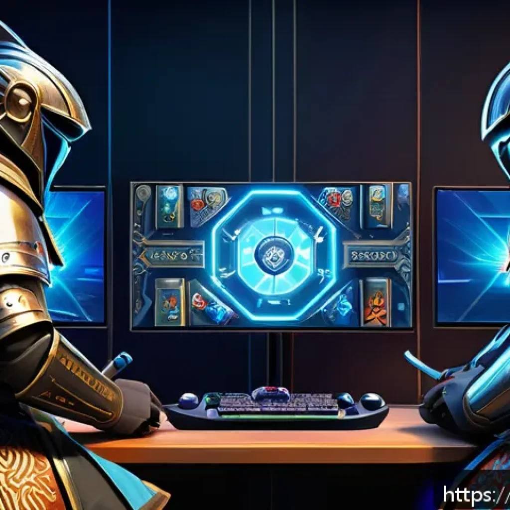 리니지 부캐 육성 방법 - A detailed digital illustration of a strategic gaming setup featuring multiple Lineage game accounts...