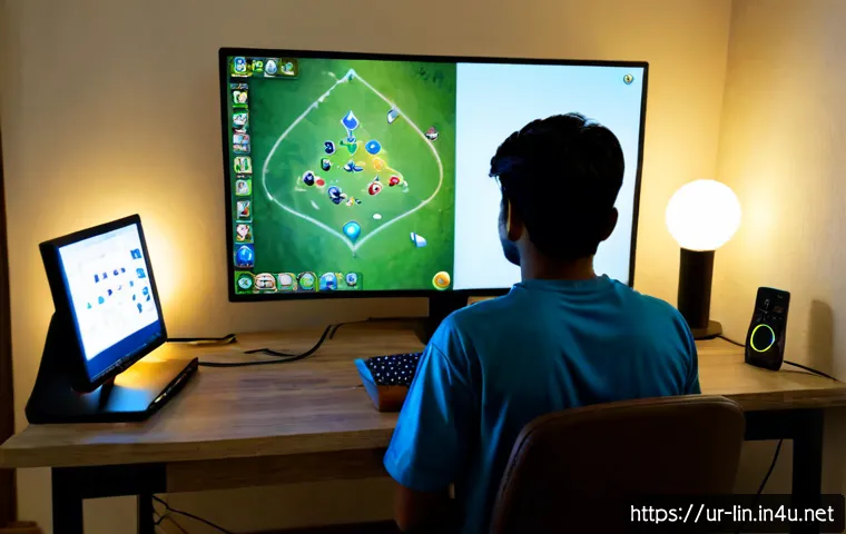 리니지 직업 스킬 트리 가이드 - Photorealistic young Pakistani gamer in a modest Lahore apartment, focused on a fantasy role-playing...